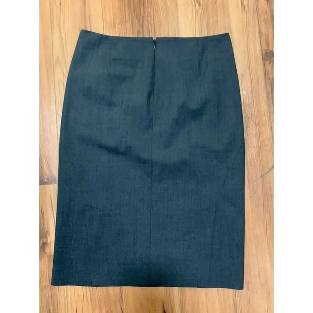 Womens THEORY Charcoal Gray Wool Pencil Skirt Stretch Size 2